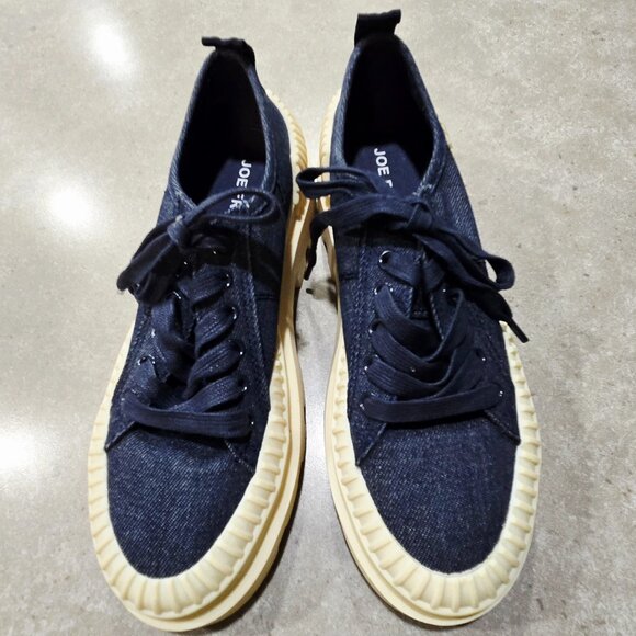 JOE FRESH Women's Denim Platform Sneakers w/Cream Lug Sole - Navy/Cream - Sze 8M - Picture 7 of 13